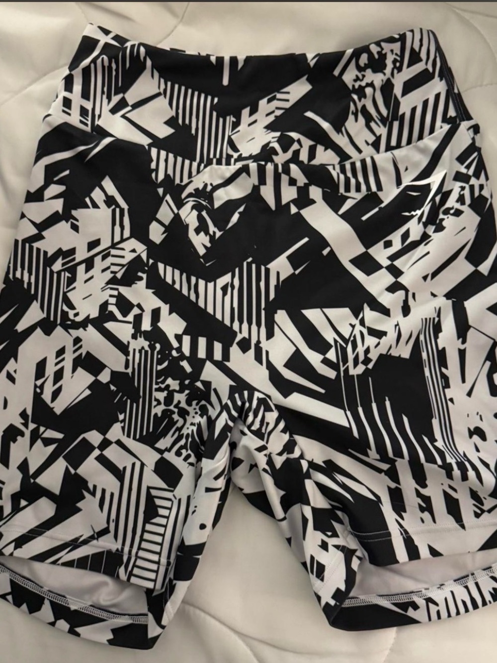 Gymshark Black and White Geometric Bike Shorts
